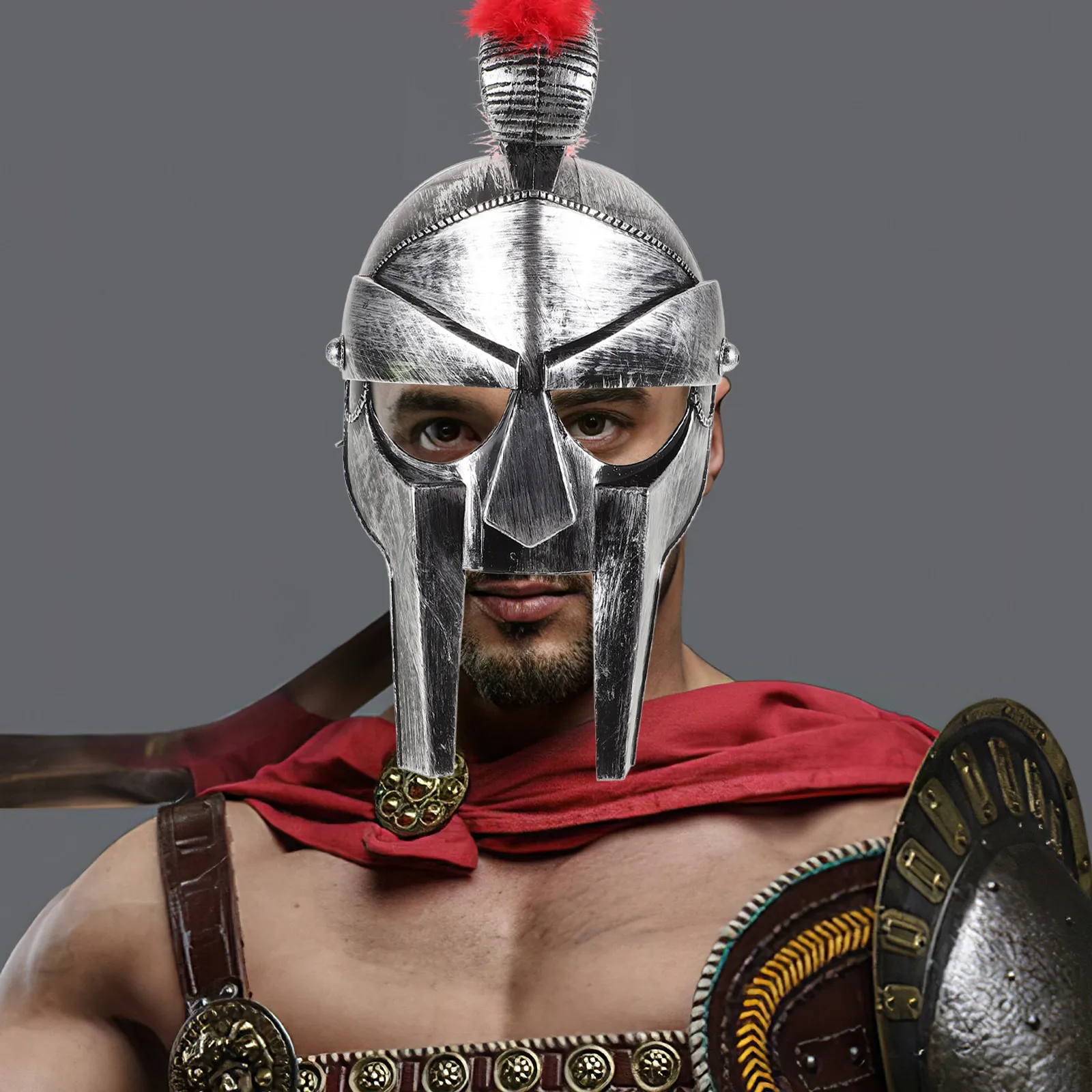 Medieval Knight Folding Face Mask Plastic Warrior Costume Accessory for Cosplay Party Stage Props