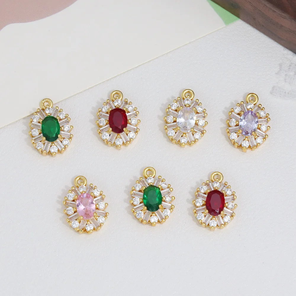 

20pcs/ Bag Fashion Copper Set Zircon Color Preserving Pendant DIY Handmade Women's Jewelry Pendant Accessories