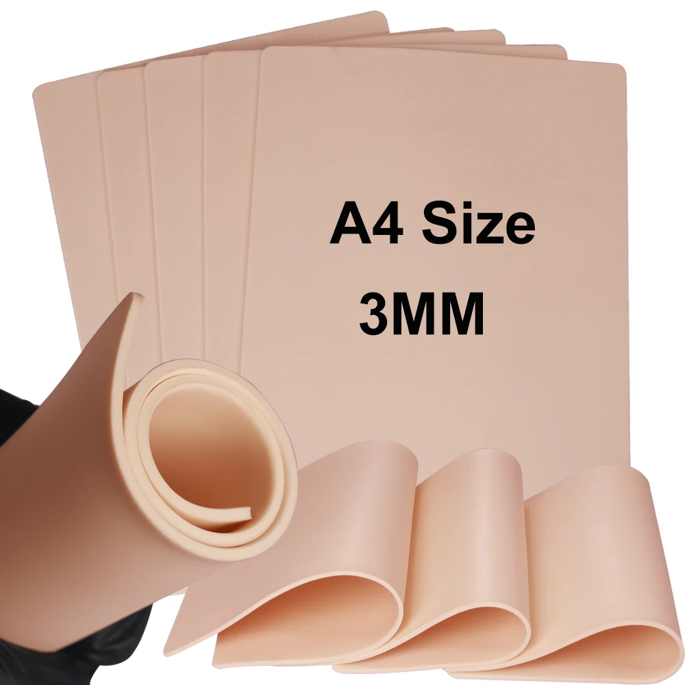 A4 Size 3MM Tattoo Practice Skin Blank Fake Tattoo Skin Soft Silicone Double Sides Fake Skin for Tattoo Beginners Accessories