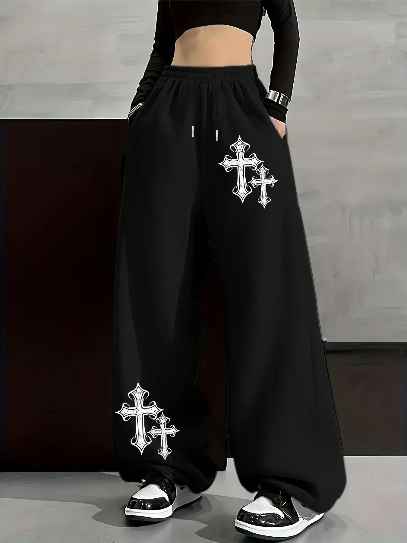 Pantalones de terciopelo informales y a la moda para mujer para otoño e invierno, pantalones deportivos monocromáticos, pantalones deportivos sueltos informales