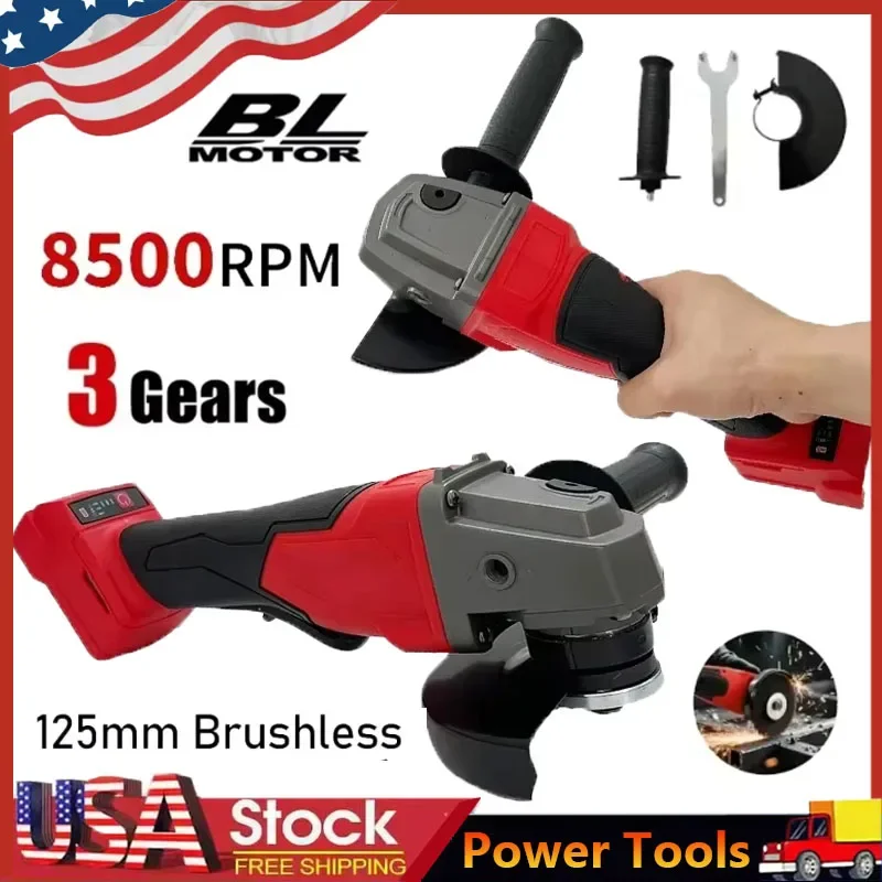 

For Milwaukee 125mm Brushless Angle Grinder Cordless Electric Power Tools with No-Lock Paddle Switch for Polishing And Cutting