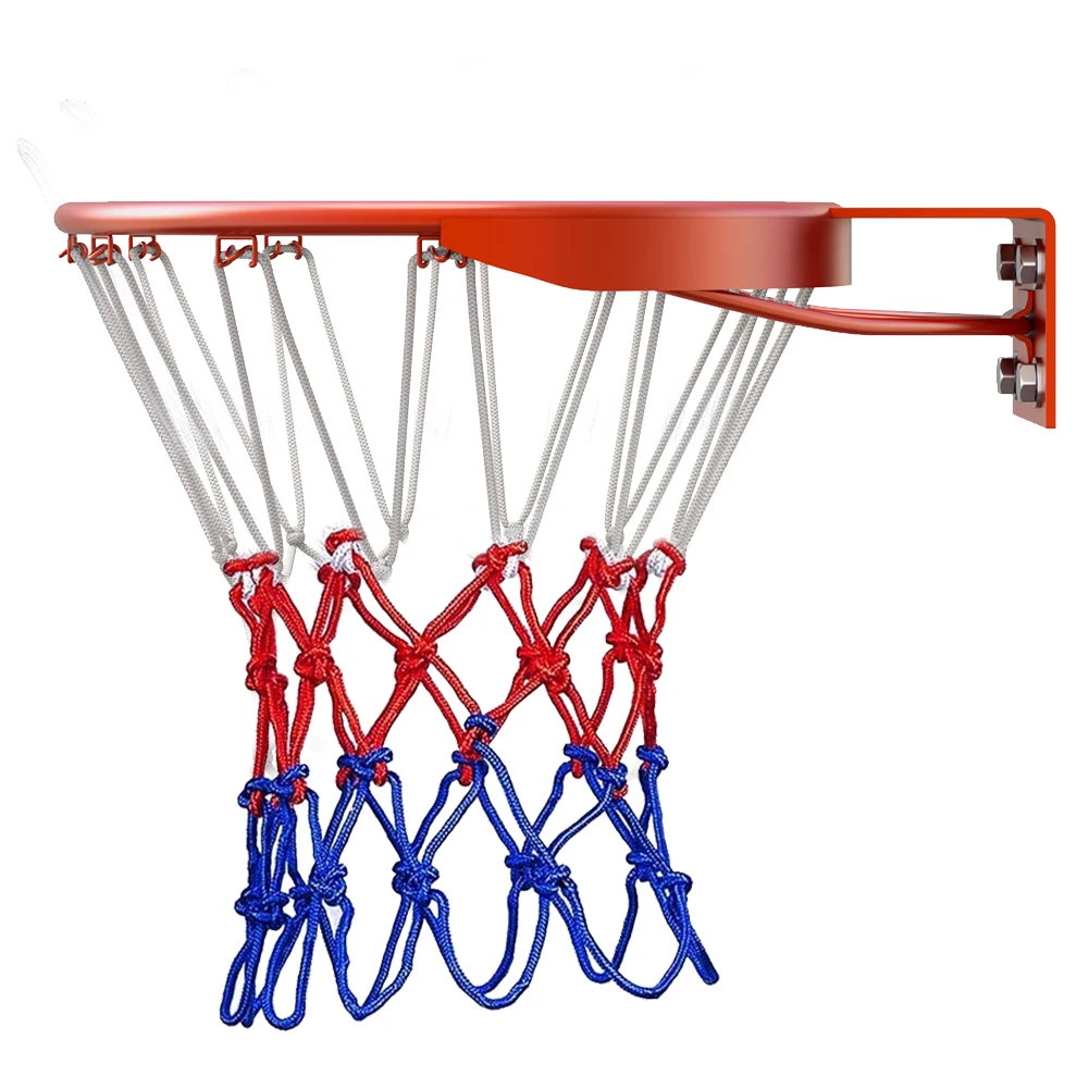 Cesta de basquete para esportes ao ar livre, rede de aro de basquete padrão, malha para todos os climas, tricolor, entretenimento esportivo