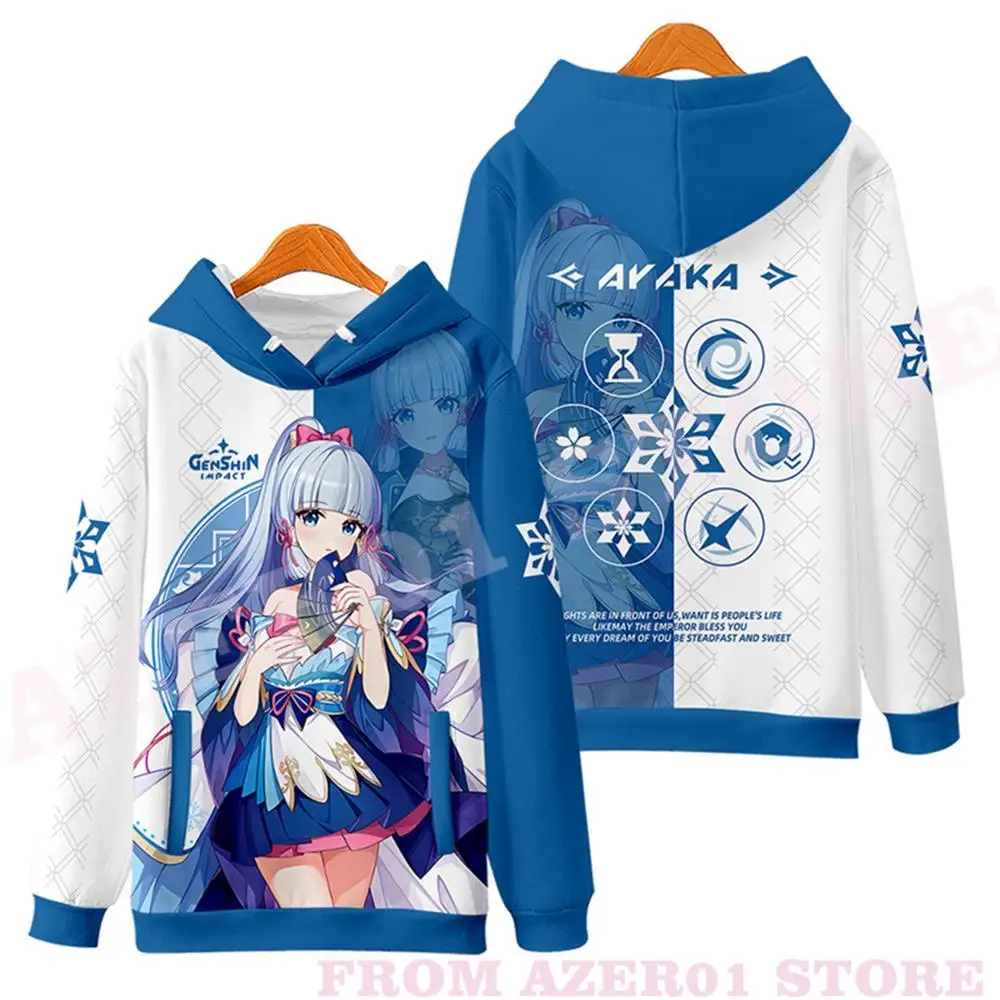 Games Genshin Impact Kamisato Ayaka Inazuma 3D Print Hoodies Fall Winer Suit Hoodies Sportswear Harajuku Women/Men the Hooded