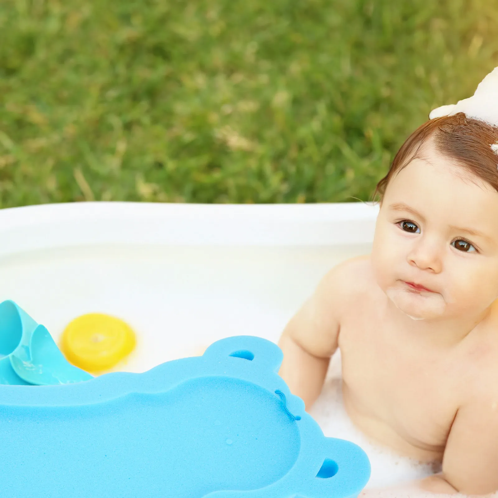 

Baby Bath Sponge Mat Bright Cartoon Shape Soft Supportive Newborn Infant Toddler Bathing Cushion for Easy Holding