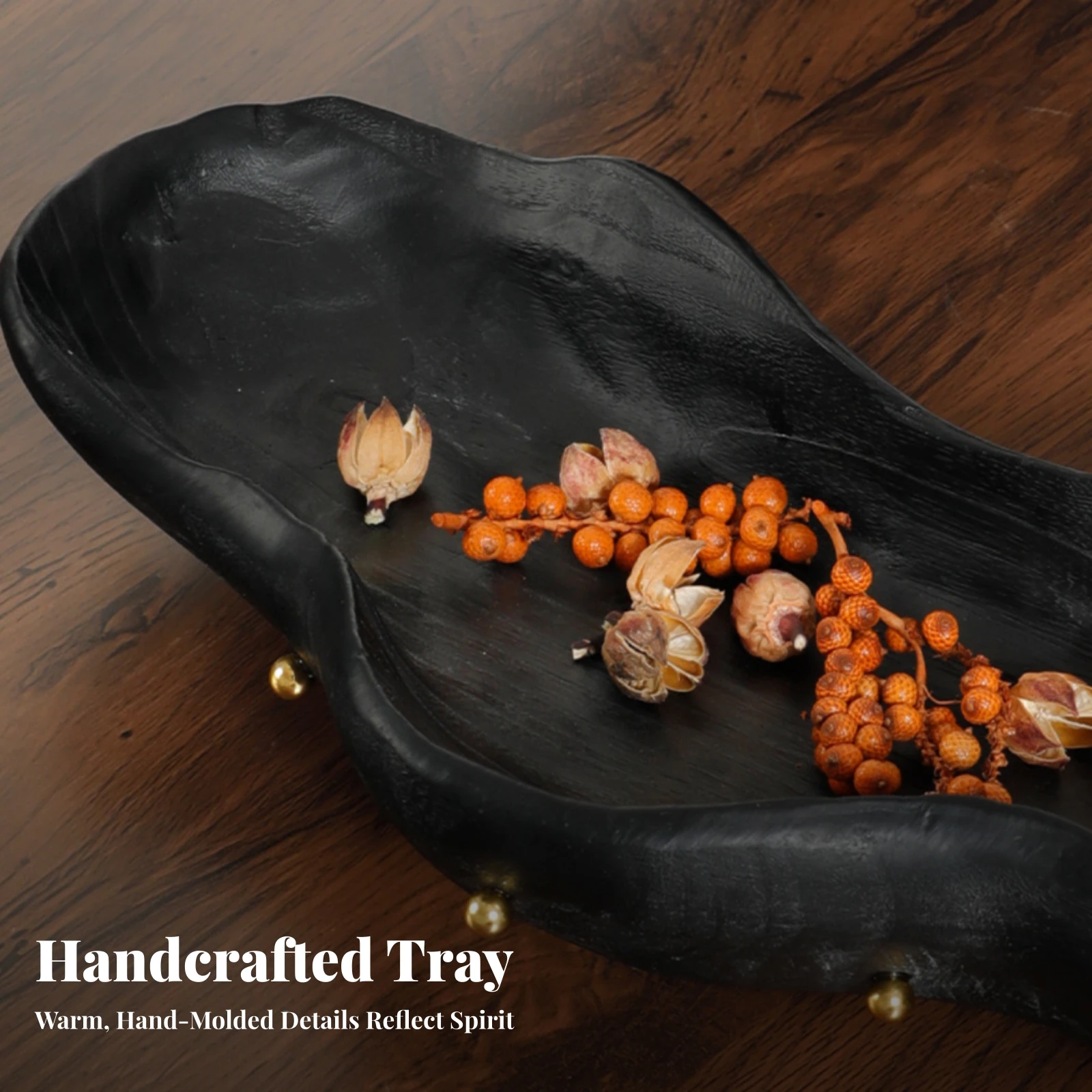 Resin Tray with Gold Feet Minimalist Wavy Catchall Tray Slim Long-Lasting for Minimalists, Coffee Table, Entryway
