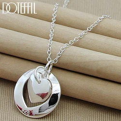 DOTEFFIL 925 Sterling Silver Heart Round Pendant Necklace 18-30 Inch Chain For Woman Man Wedding Engagement Party Charm Jewelry