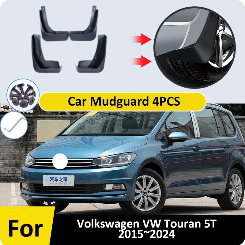 

Mudguards For Volkswagen VW Touran 5T 2015~2024 2018 2019 2020 2022 2023 Mud Flap Guard Rear Wheel Fender Mudflap Car Accessorie