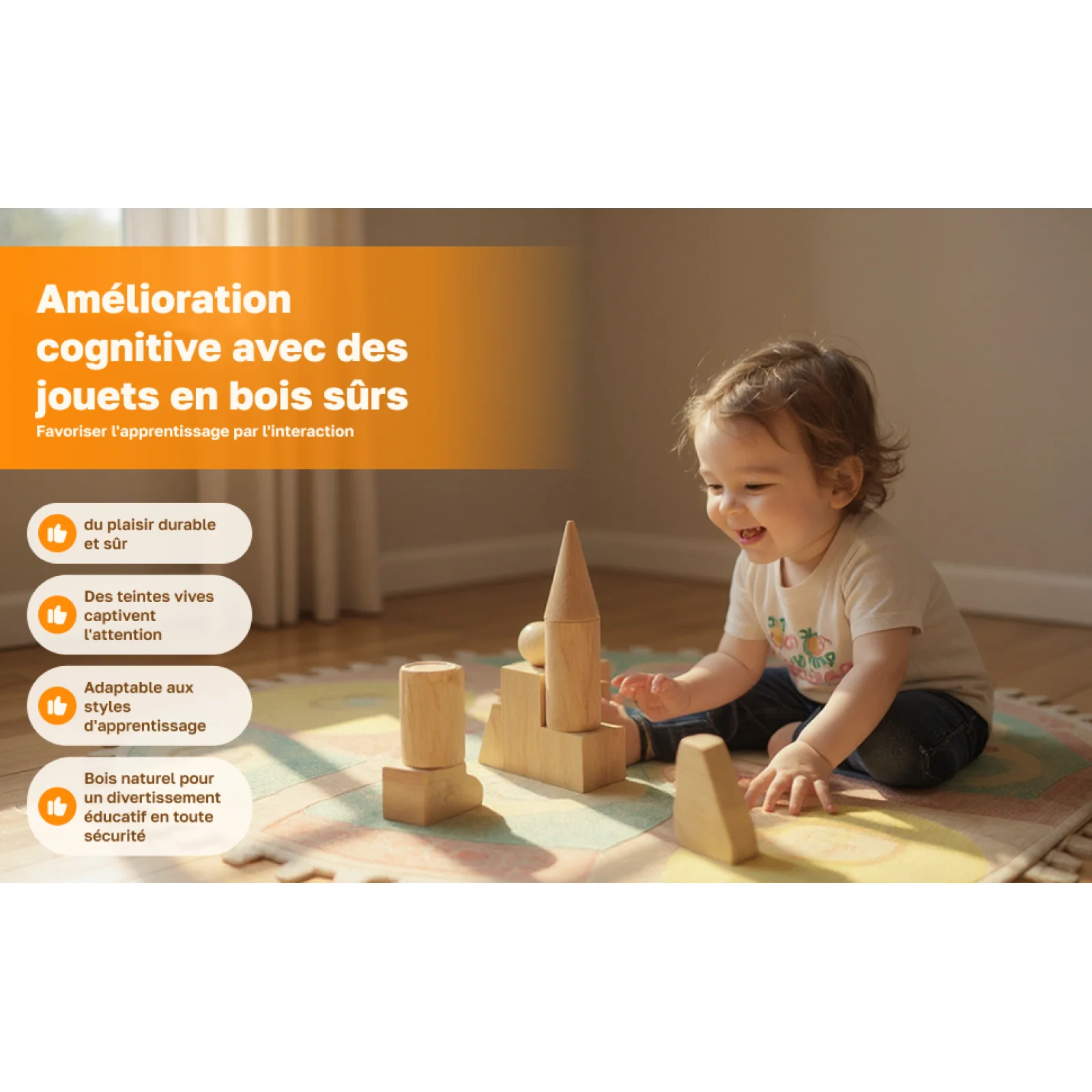 Montessori Polished Wooden Geometric Solids Blocks, 3D Shapes (Set of 10)