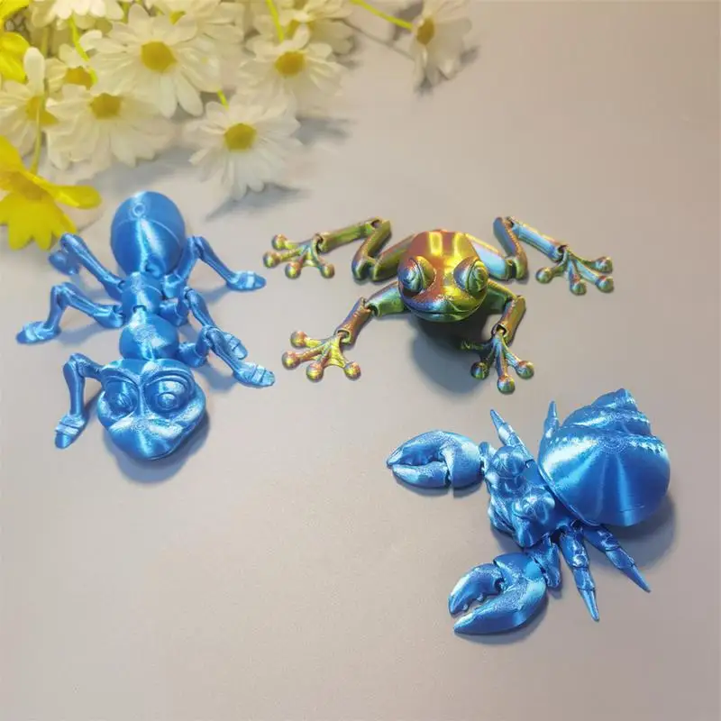 novelty 3D Printing Simulation Tree Frog Joint Movable Frog Ornaments Kitchen Home Decoration Offices Funny Animal Desk Toys