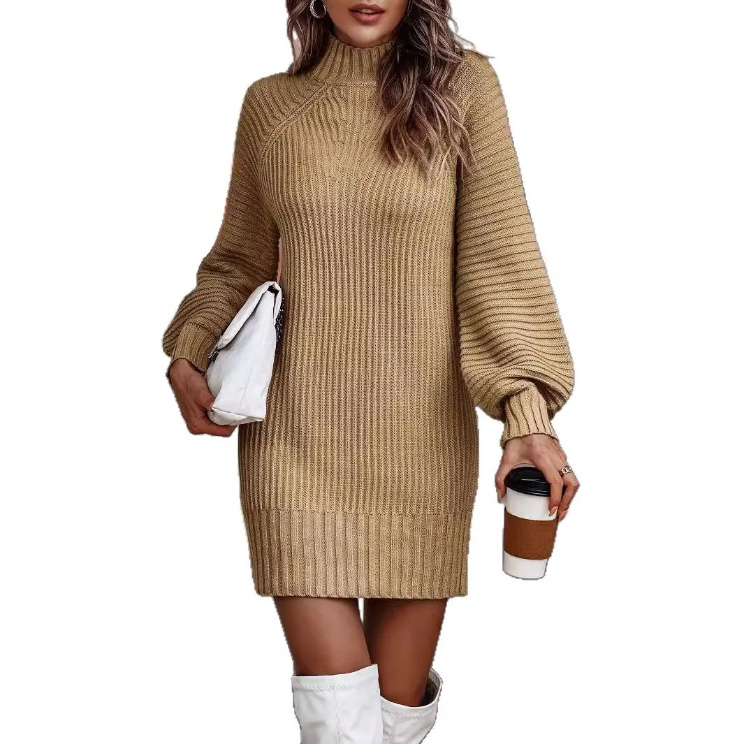 Cozy Knit Sweater Dress Women Long Sleeve Turtleneck Dresses Winter Knitwear Bodycon Dress Spring Summer - view 5