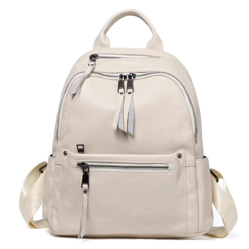 Waterproof Genuine Leather Backpack Women Real Cow Leather Satchels Fashionable Girls Travel Shouder Bag