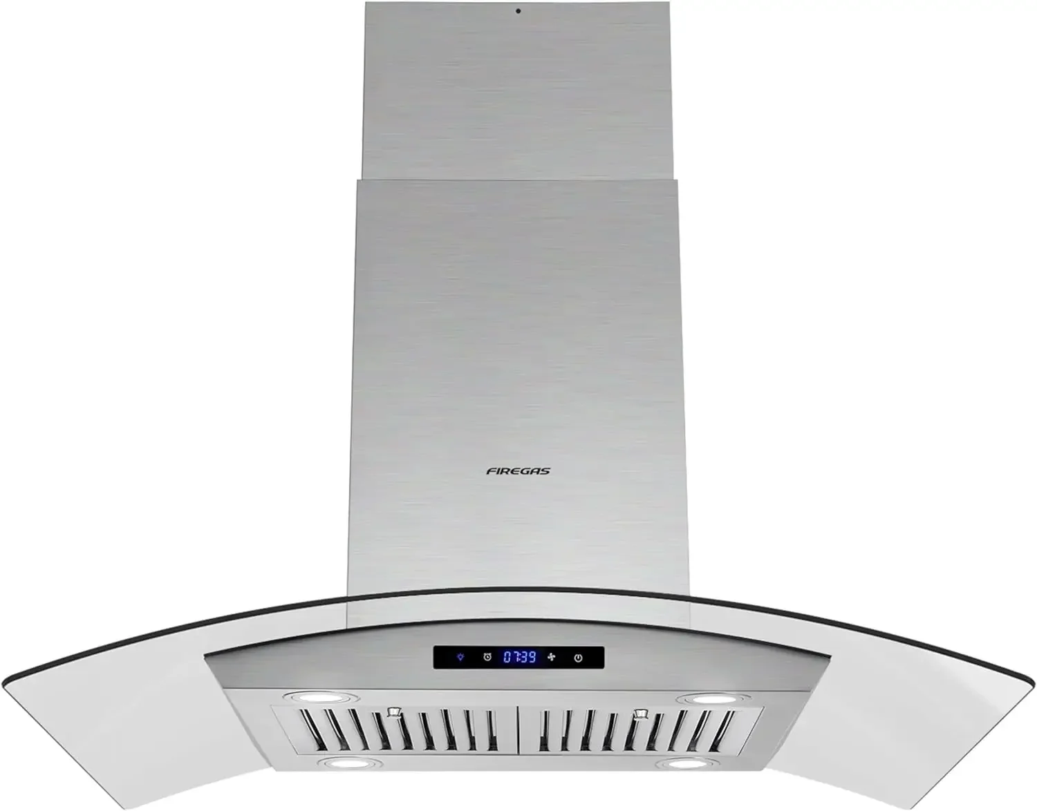 Island Range Hood 36 inch 450 CFM, Island Mount Kitchen Vent Hood with Tempered Glass,4 LED Lights,3 Speed Fan