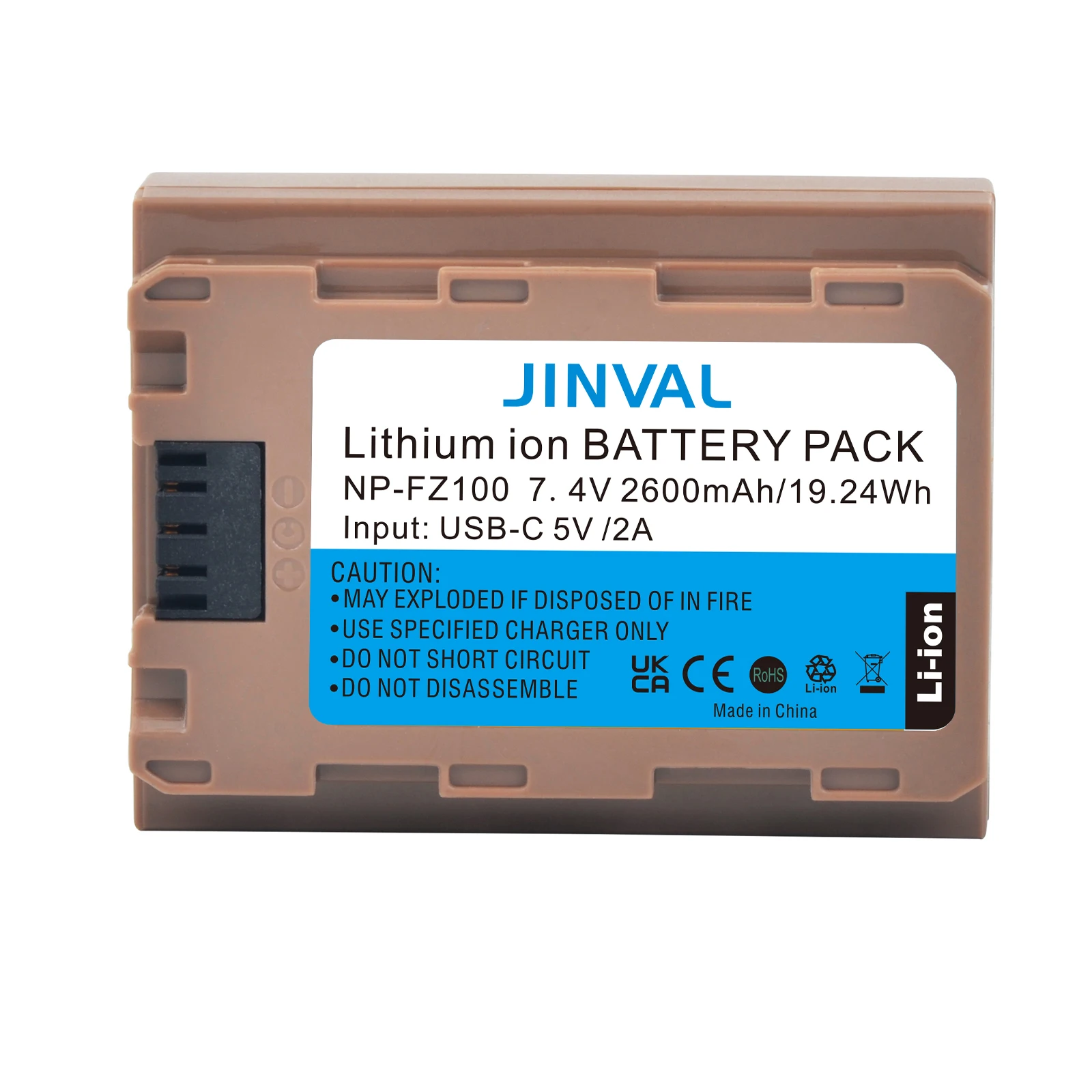 JINVAL NP-FZ100 Battery USB-C Input 2600mAh NPFZ100 Batteries For Sony A7IV A7C A7CII A7CR A7S3 FX3 A6700 A6600 Camera view 5