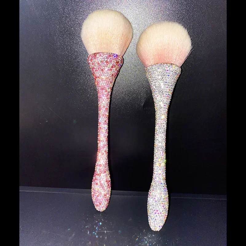 Pincel de maquiagem artesanal de luxo com glitter e strass, pincel cosmético em pó profissional, kit de maquiagem para mulheres