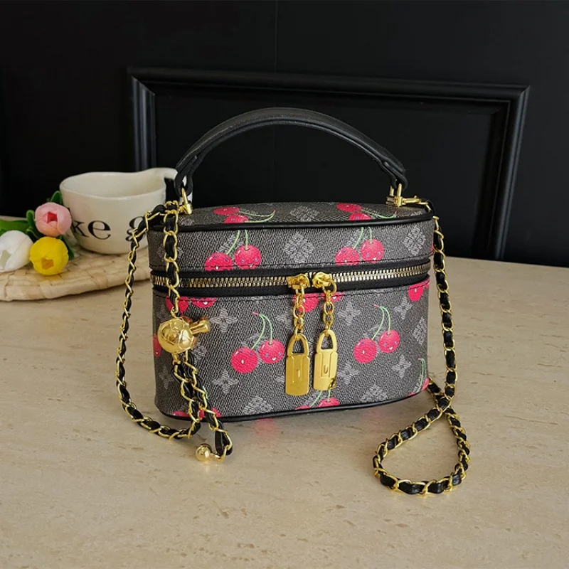 

Bags for woman ladies PU leather box cherry pattern chain handbag shoulder bag crossbody bags bolsos mujer tote bag