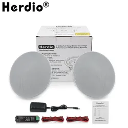 Herdio 4 Inch Flush Mount Wall Ceiling Bluetooth Speaker For Wet Indoor and Outdoor Placement in Bathroom Kitchen Bedroom