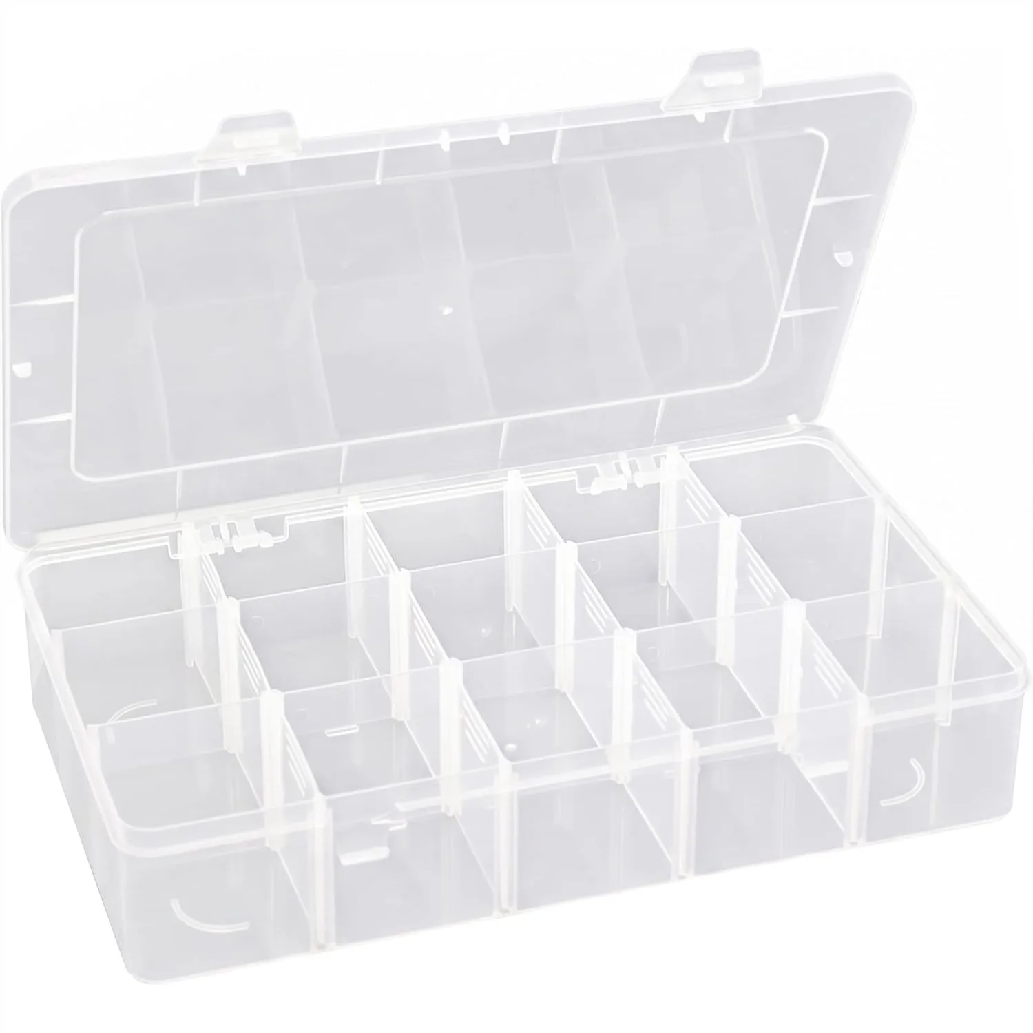 

Plastic Organizer Box with Dividers, 15 Large Grids Tackle Box for Beads and Jewelry Storage