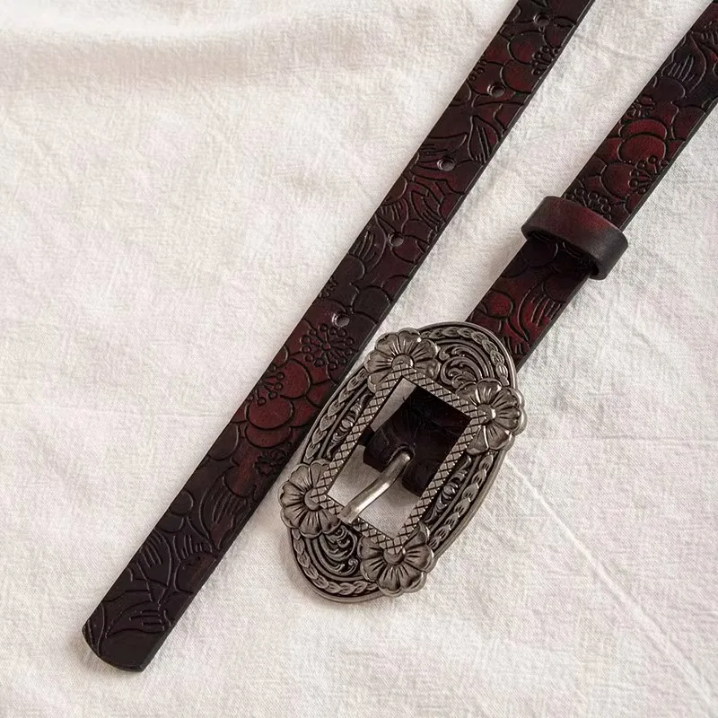 2025 New INS Style Luxury Designer Korean Version of Jeans Belt Red Brown Design Feeling N Retro Belt Female Belt Y2k