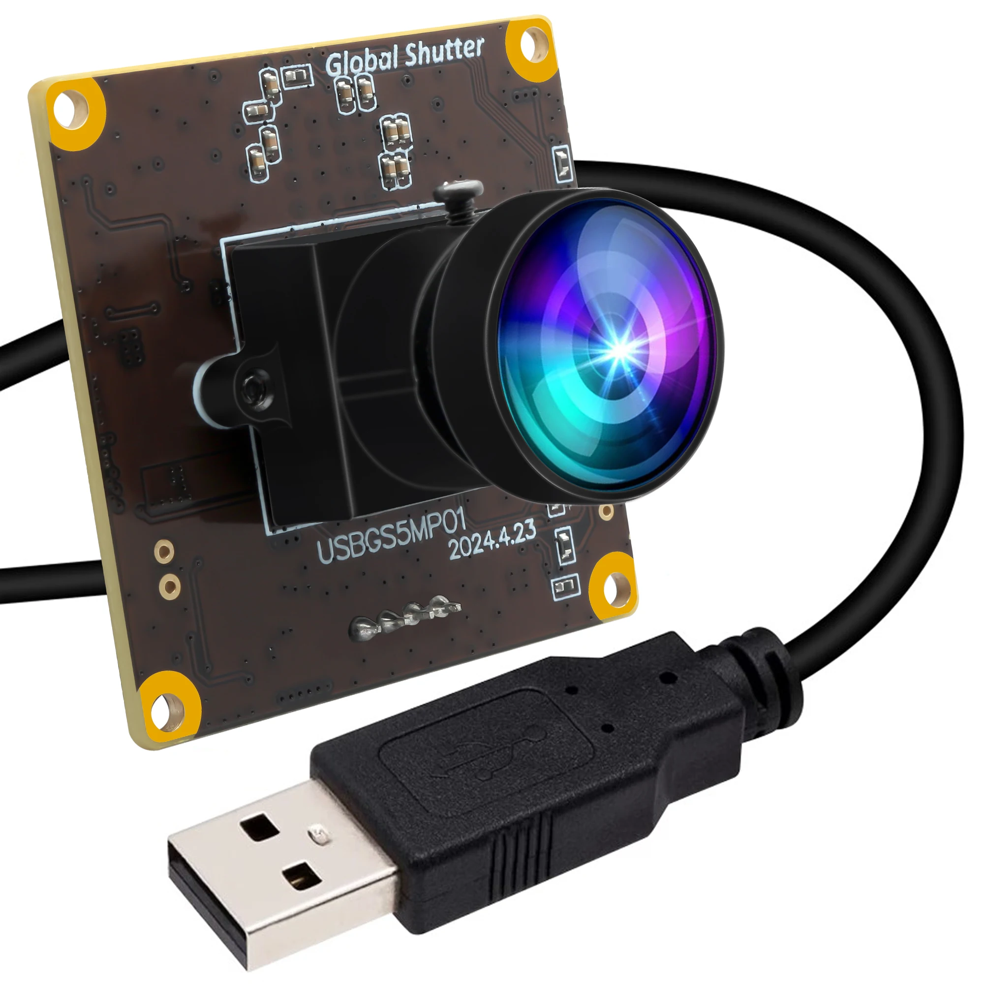 ELP High Speed Global Shutter Camera 5MP 1944P 50fps 1080P 60fps Fisheye Lens USB Webcam for Lightburn Laser Engraving