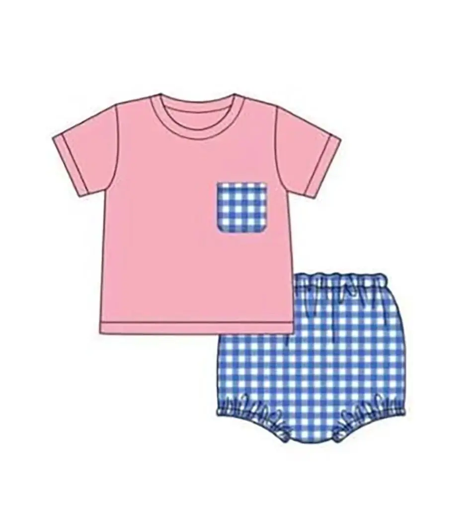 Girls Tropical Flower Ruffle Dress Baby Romper Boys Gingham Shorts Set Summer Beach Casual Clothing