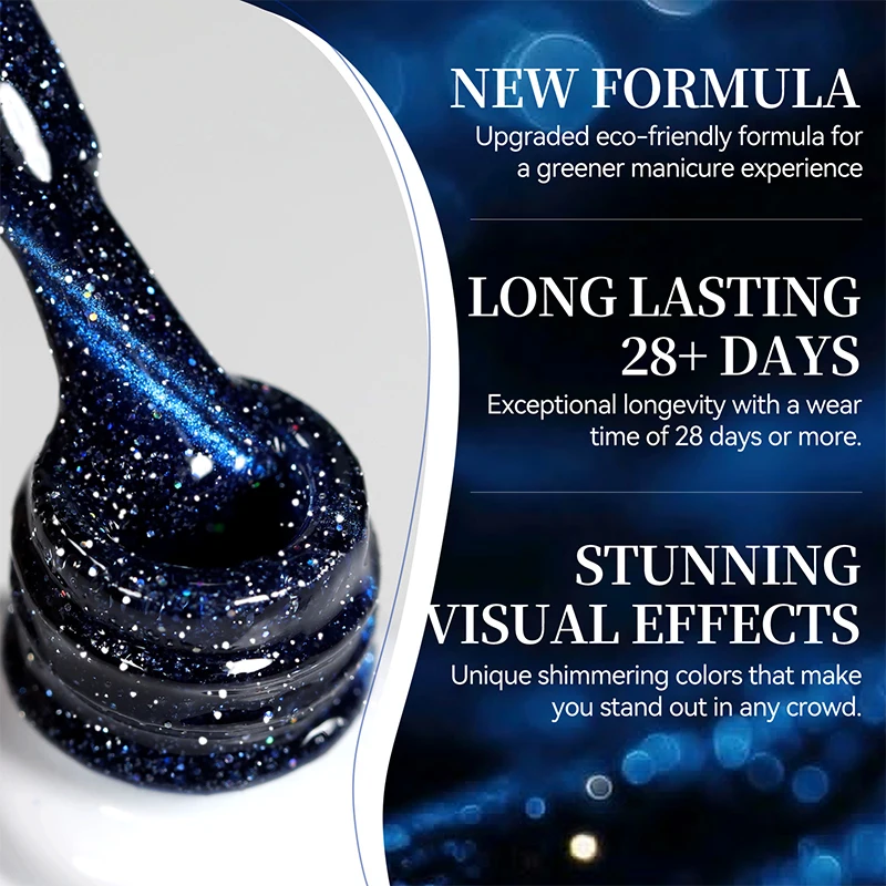 BORN PRETTY 10ml Blauer Glitzer Katzen-Magnetgel-Nagellack Ultra Glänzend Semi-Permanent Abziehbarer UV-Gel Maniküre Nagelkunst Lack – Detail 7