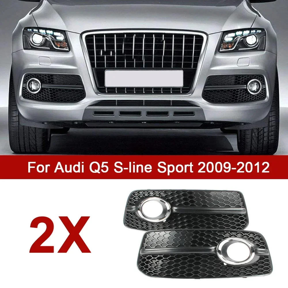 

Car Front Bumper Fog Lamp Grille for Audi Q5 S-line 2009-2012 Frame Fog Lights Grill Headlights Protector Cover Auto Lamp Hood