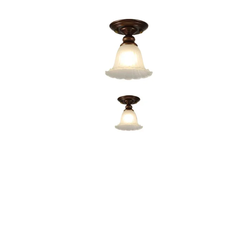 

Brushed coffee color retro American country LED ceiling light, medieval style bedroom French room lamp