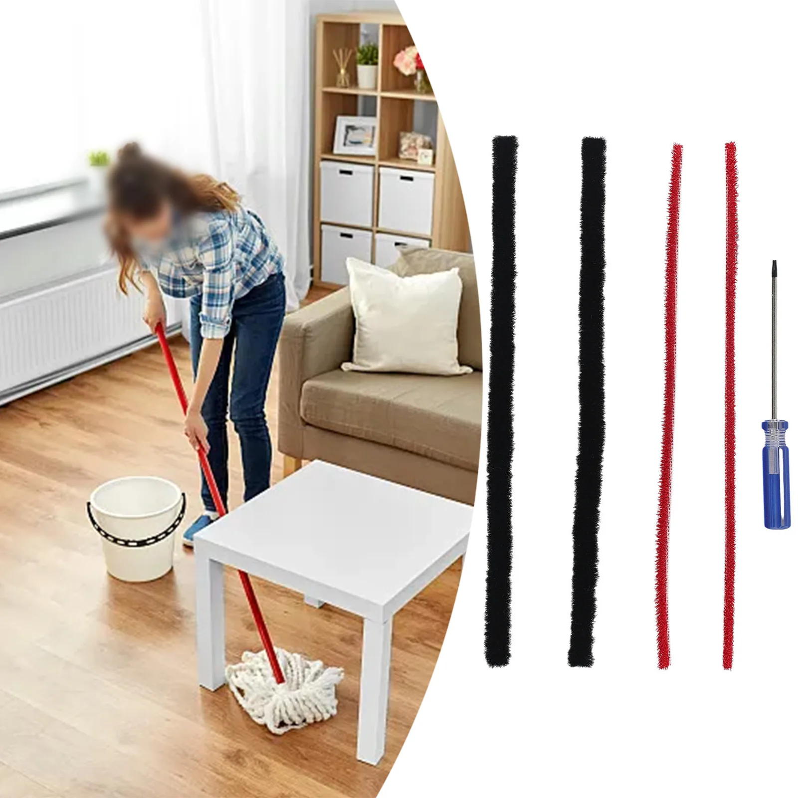 Brand New High Quality Practical Plush Strips Rolling Brush Strips Soft Plush 4piece Parts Premium Material Red