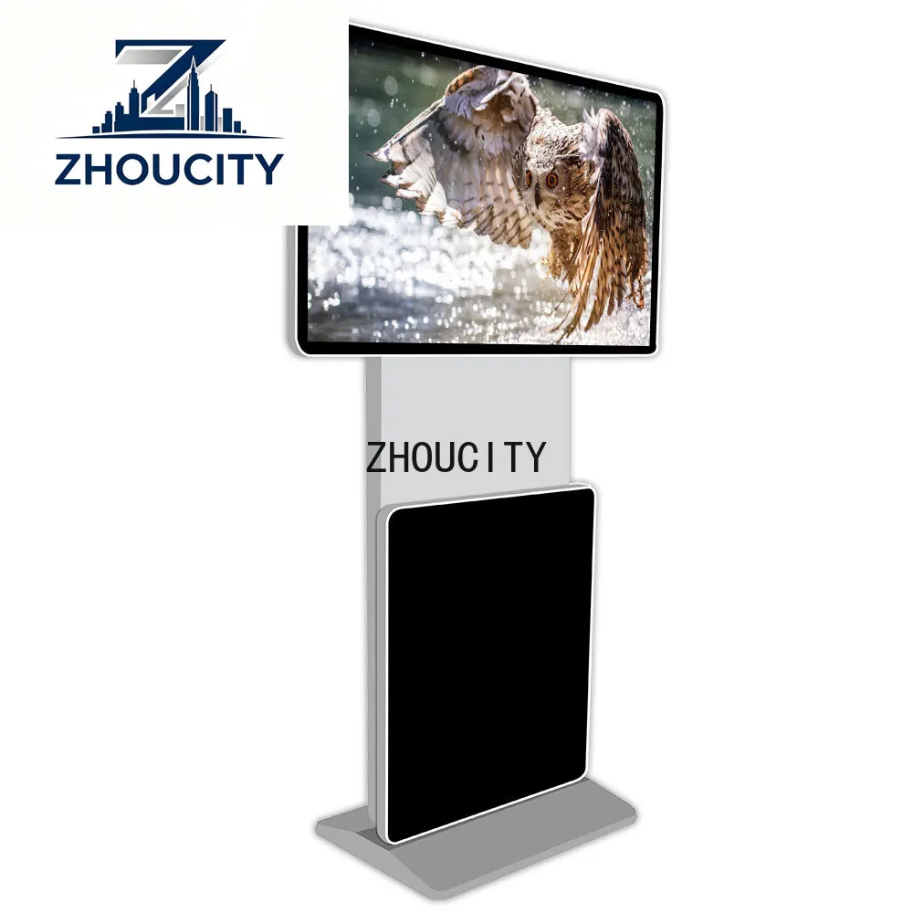 55 inch 4K display stand lcd advertisement interactive multi touch screen rotate digital kiosk signage