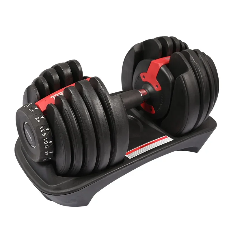 Fitness Dumbells Pair Adjustable Weight Dumbbells Set Commercial Cast Iron Logo Unisex Adjustable Dumbbell 24KG  Black