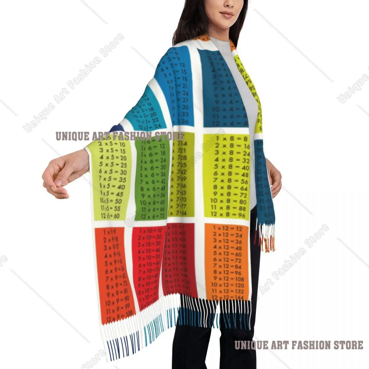 Custom Times Tables Tassel Scarf Women Winter Warm Shawls Wraps Female Math Algebra Multiplication Table Scarves