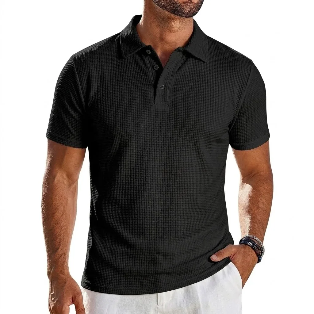 Summer Mens Short Sleeve T-Shirt Lapel Solid Lightweight Polo Shirt Breathable Streetwear Ice Silk Polo Quick Dry Shirts for Men