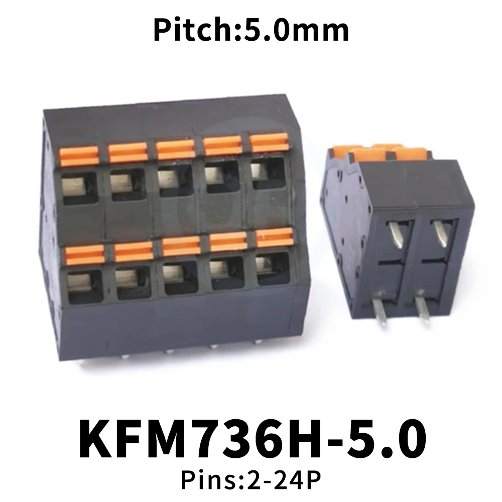 (5 Pcs) KFM736H 5.0mm Pitch 5.0MM Double Row PCB Terminal Block Press Spring KF736H KF550H FS2.5