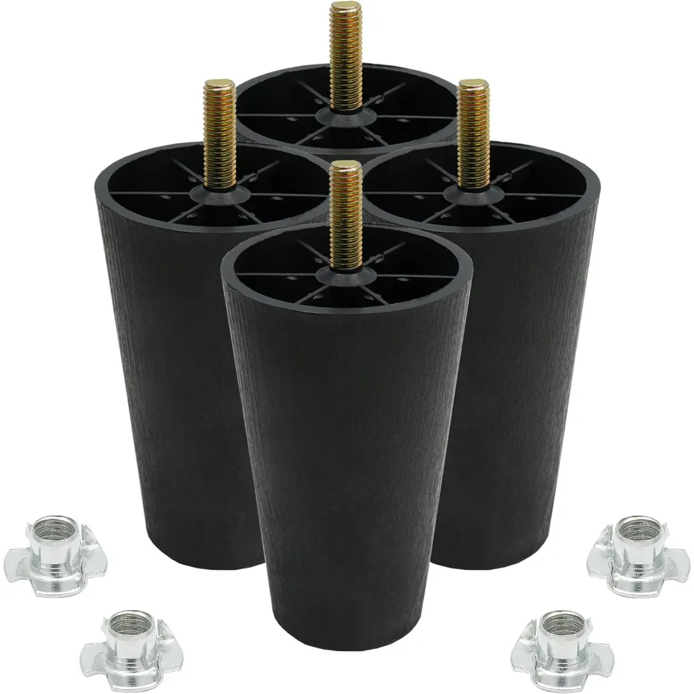 

4Pcs 5 inch Sofa Legs, Round Tapered Plastic Couch Legs Replacement Furniture Legs with M8 Hanger Bolts for Chair Sofa