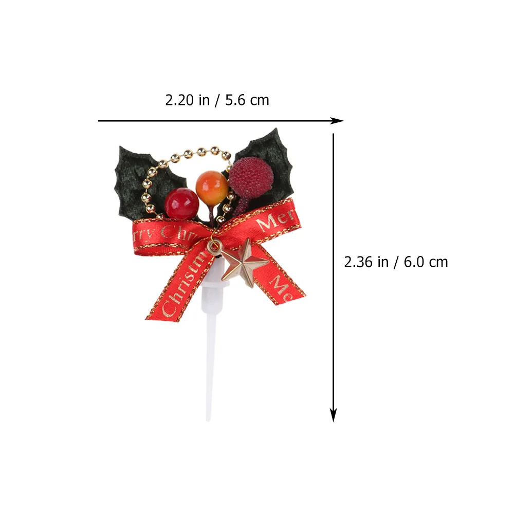 

10Pcs Christmas Cake Toppers Five Design Plastic Dessert Decorations for Xmas Ice Cream Cheese Adornments