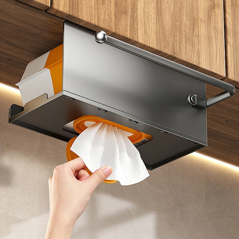 Kitchen , Paper Towel Rack, Wet Wipes Shelf, Paper Towel Box, Roll Paper Holder, Wall Cabinet, Inverted Type view 3