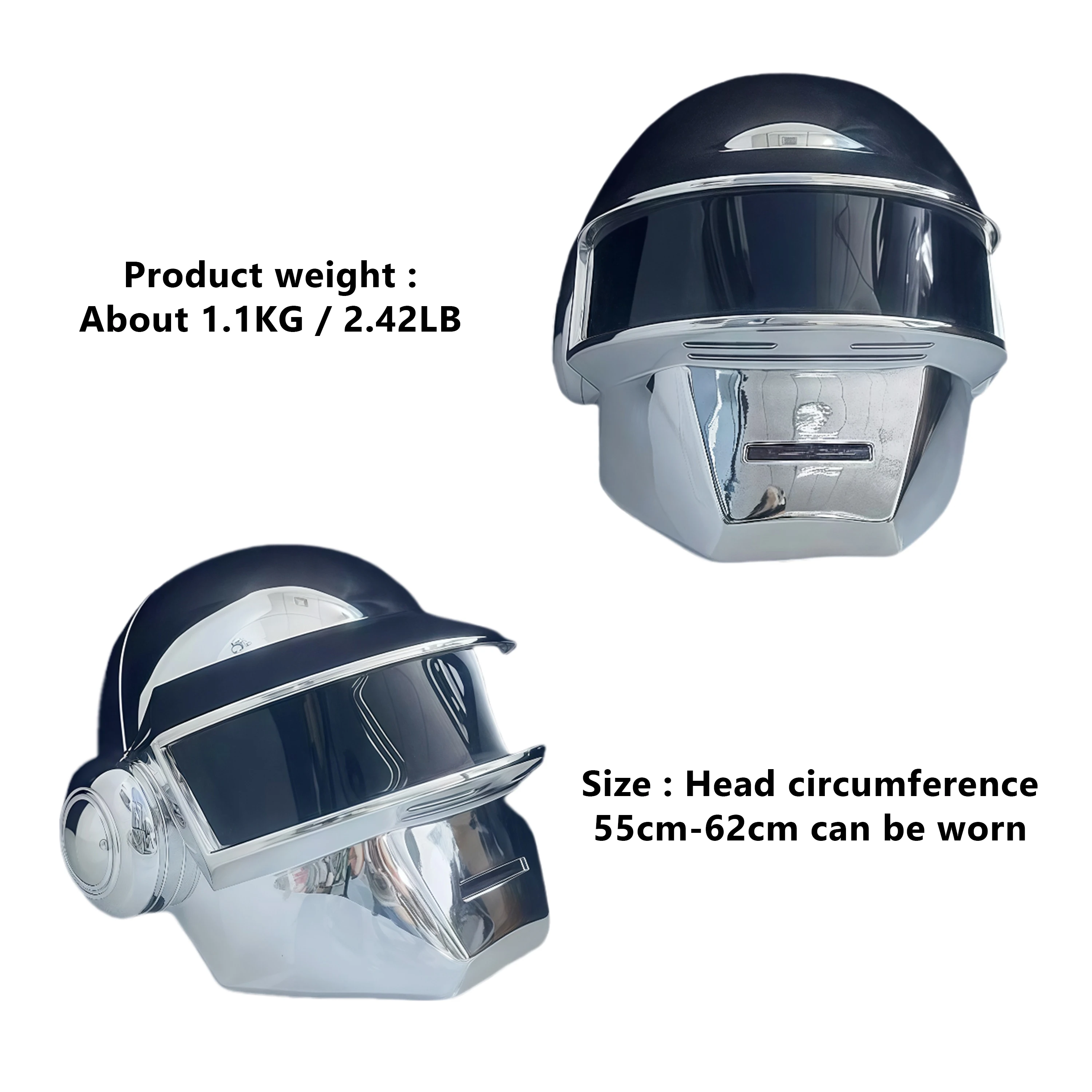 Daft Punk Helmet Silver Chrome Plated No Light Cyberpunk Steampunk Cosplay Mask Adult Motorcycle Costume Prop Gift