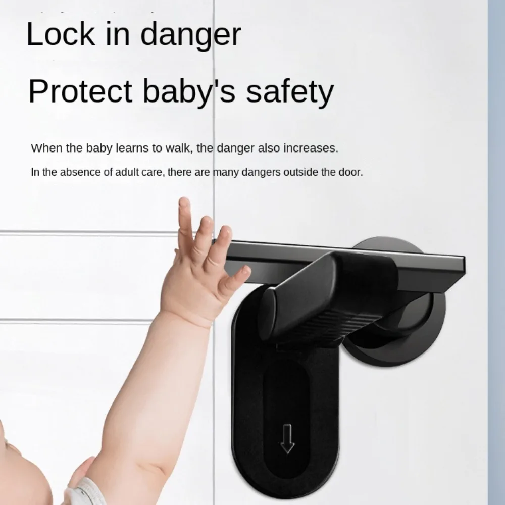 

Protection Equipment Baby Safety Locks Plastic No Hole Door Handle Locks Multipurpose Self Adhesive Children Security Protector