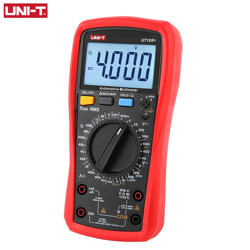 Imagem -02 - Uni-t-multímetro Digital Automotivo Ut105 Mais Ut107 Mais 1000v ac dc Voltímetro Amperímetro Capacimetro Tester Temperatura Medidor de Frequência