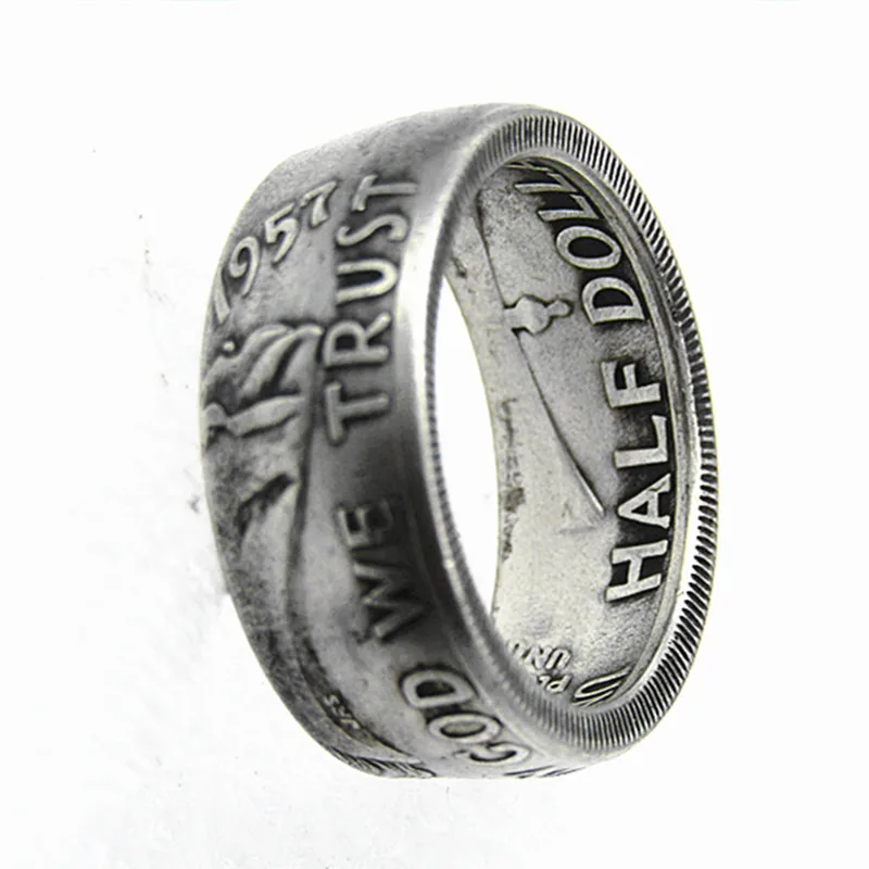 US Franklin Half Dollar Copy Coin Ring 1957 Handmade In Sizes 7-12