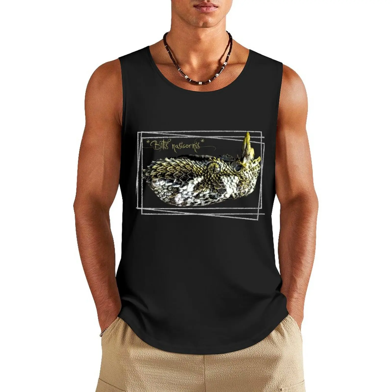 

Rhinoceros Viper (Bitis nasicornis) Design Tank Top gym t shirt men Men's summer vest bodybuilding men