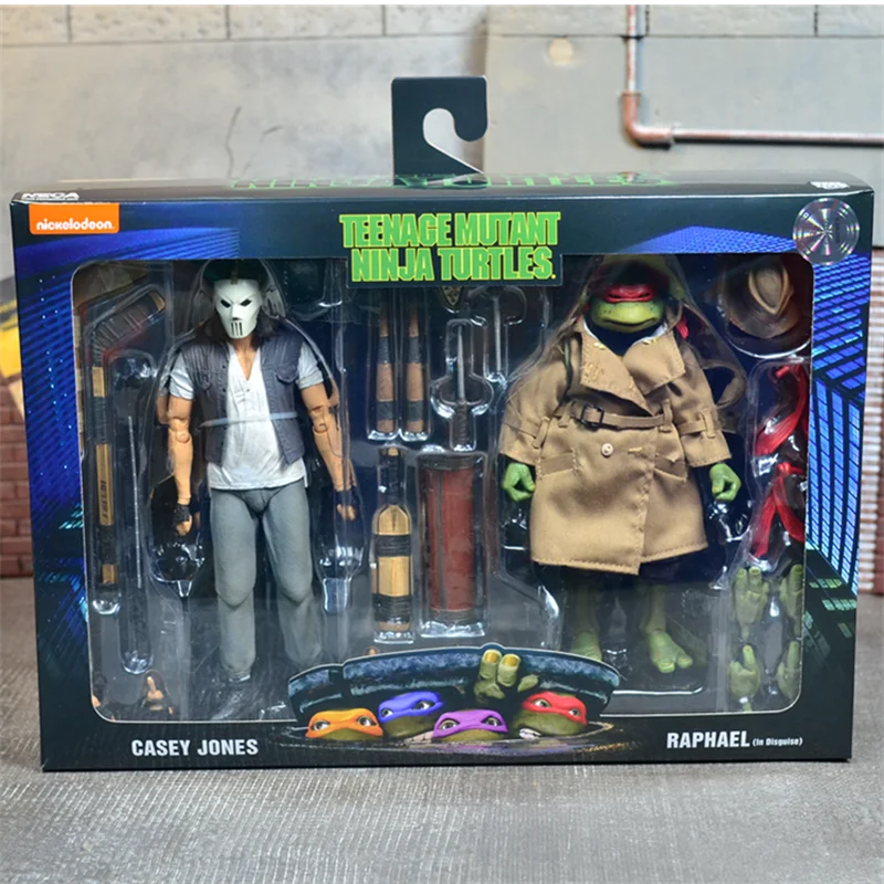 

OFFICIAL NECA Teenage Mutant Ninja Turtles 7" Raphael & Casey Jones 2-Pack Action Figures Collectible Set TMNT Gifts