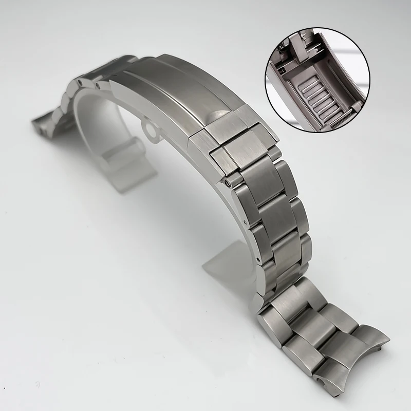20mm Solid Stainless Steel Watch Band - Three/Five-Bead Folding Clasp (Silver) - Watch Mod Strap, Fits Our Store's Watch Cases