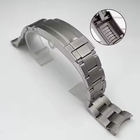 20mm Solid Stainless Steel Watch Band - Three/Five-Bead Folding Clasp (Silver) - Watch Mod Strap, Fits Our Store's Watch Cases