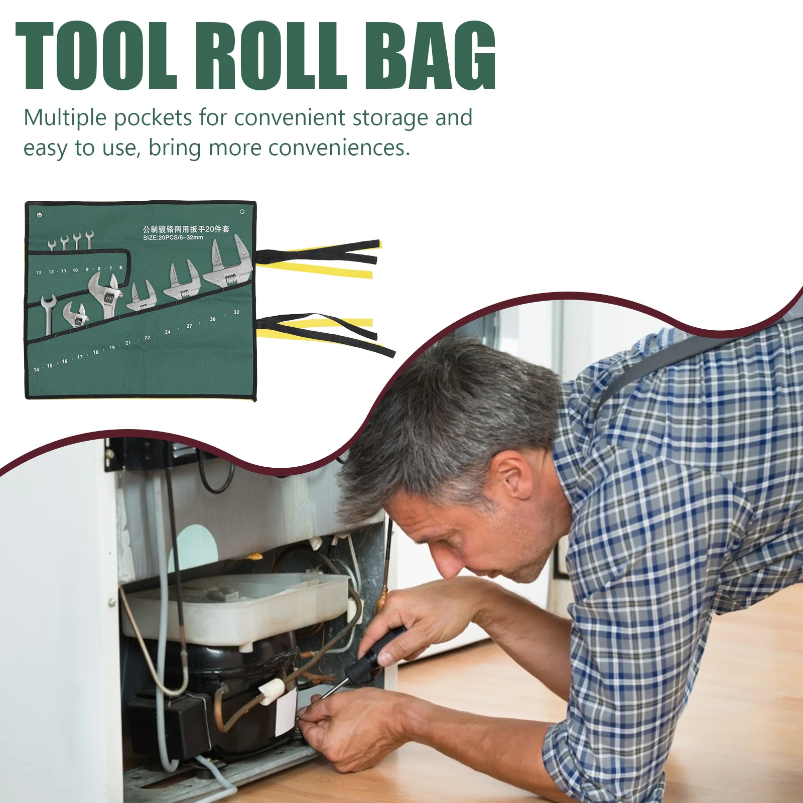 

1Pcs Portable Wrench Bag Wear Resistant Tools Storage Bag Useful Wrench Organizer Ideal for Repair and Maintenance Work