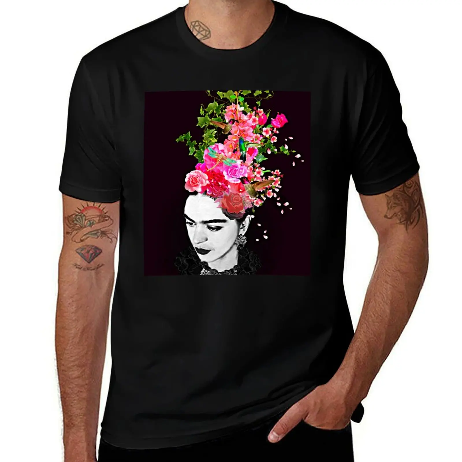 

Frida with Hummingbird and Dragonfly T-Shirt blue lock boys whites men tshirt