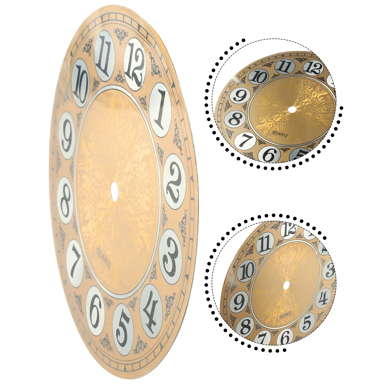 Clock Accessories Dial Face Flat Profile Gold Metal Wall Clock Vintage Aluminium 7inch Diameters 180mm Aluminium