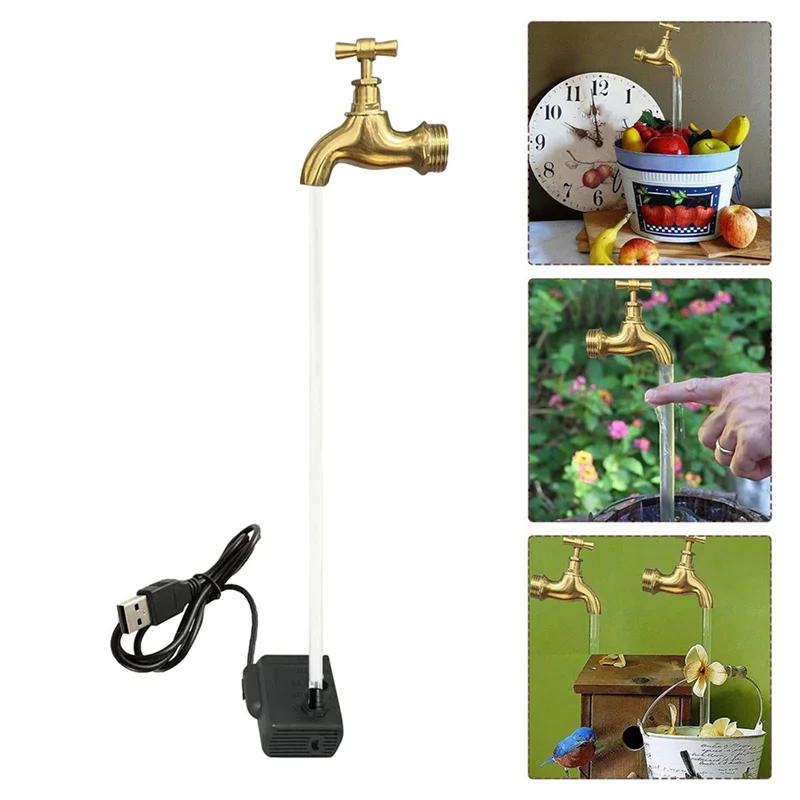 

【CLEARANCE】2X Invisible Flowing Spout Watering Can Fountain Cute Floating Tap Fountain Magic USB Faucet Fountain Imitation