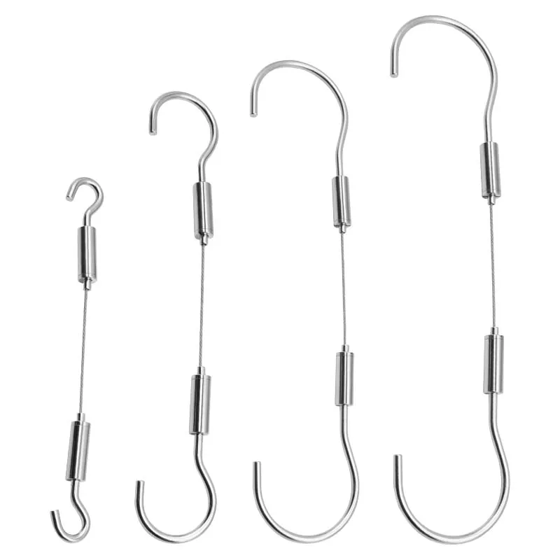 

2PCS stainless steel wire rope, 0.5/1/1.5/2M adjustable hook suspension rope, can be used for hanging pictures/lighting fixtures