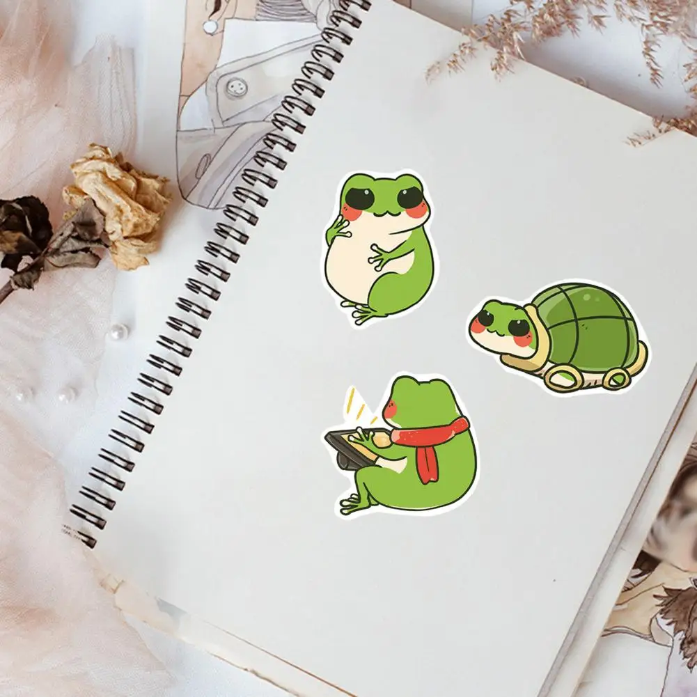 Pvc Frog Decals Waterproof Frog Stickers 50pcs Cartoon Frog Sticker Set Self-adhesive Waterproof Pvc Decal for Phone for Luggage